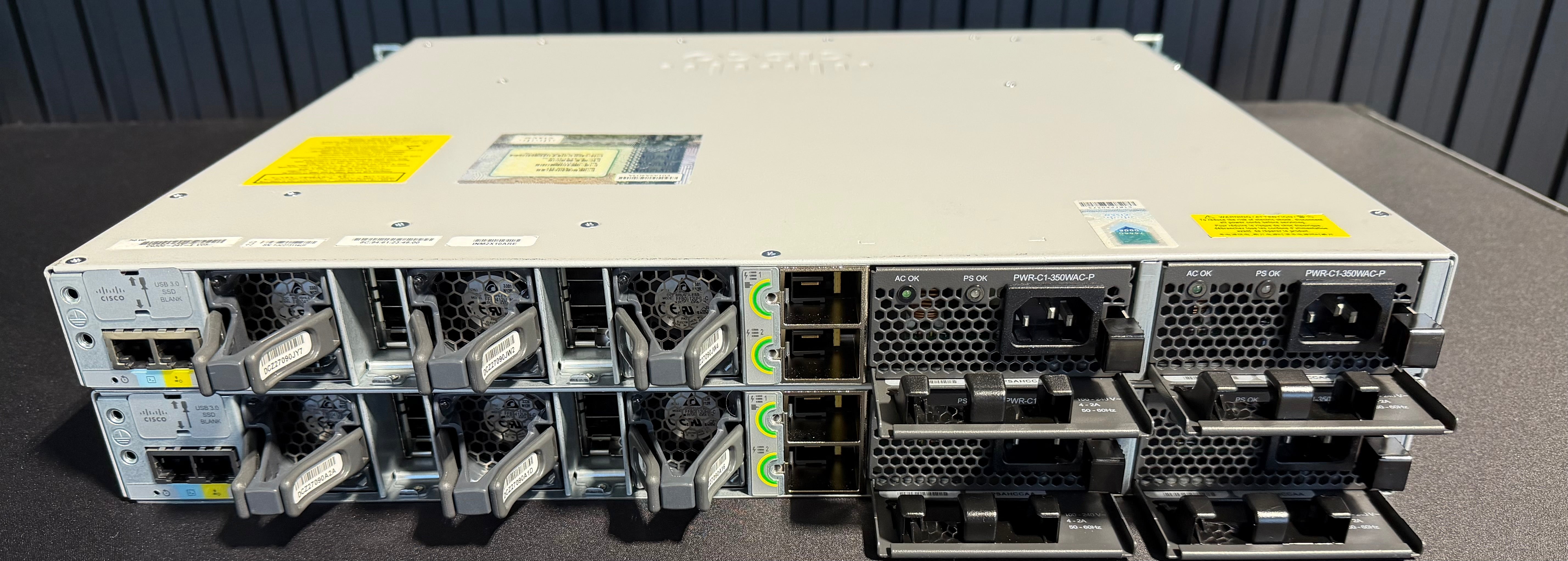 Cisco Networking C9300-24T-E Switch x2 | C9300-NM-8X | Stacking Cables