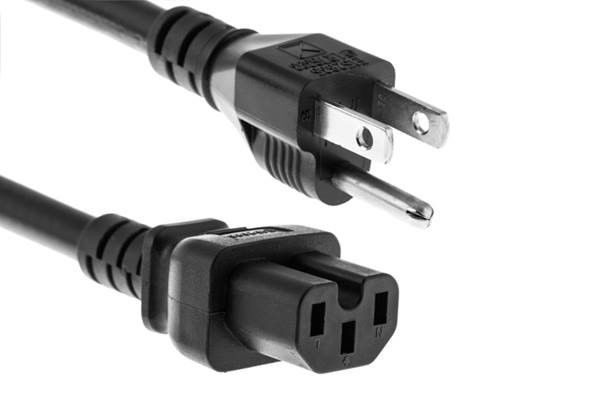 Notched Switch Power Cable, NEMA 5-15 Male connector to C15 Female connector 6FT