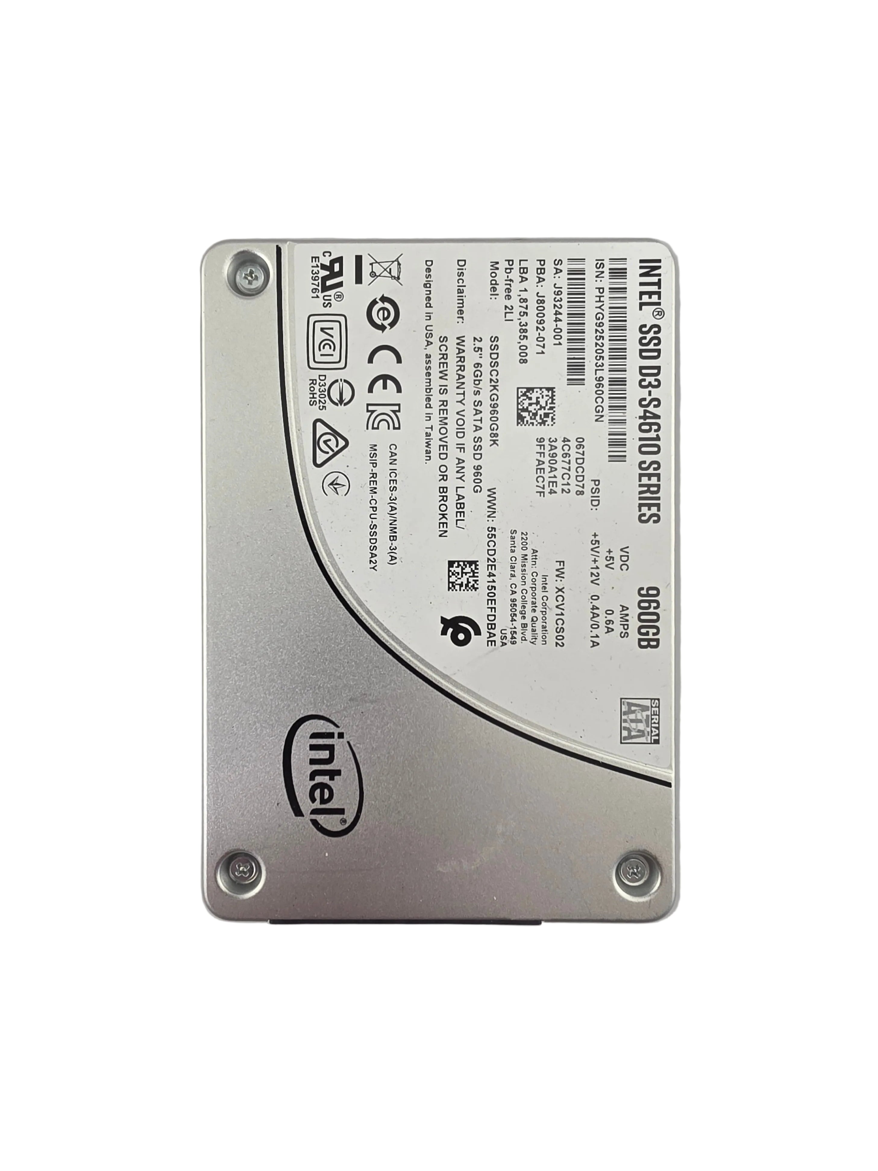 Intel D3-S4610 Series SSD SATA3 2.5" 960GB TLC 6GBPS