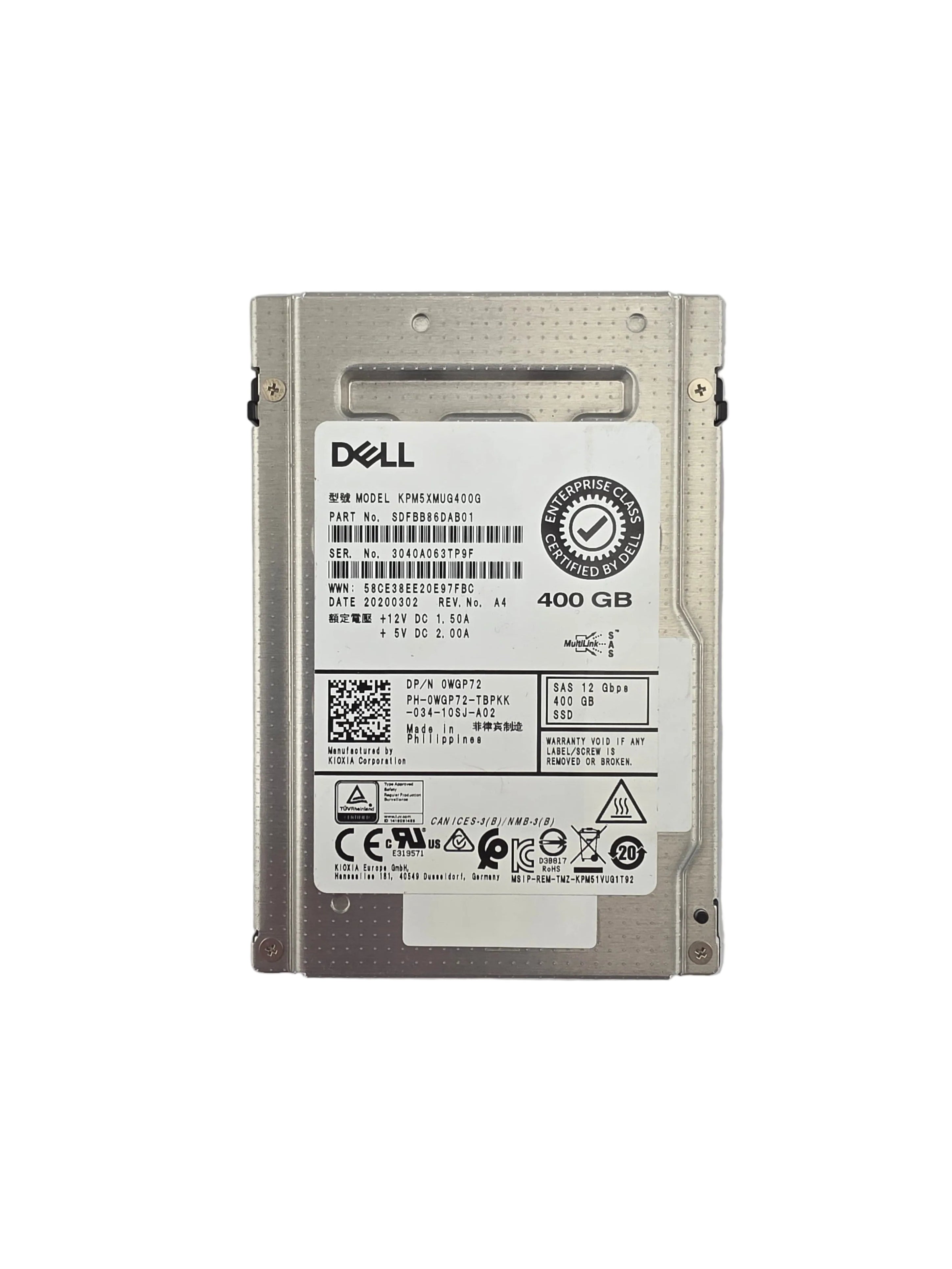 Dell SSD SAS 2.5" 400GB MLC Write Intensive 12GBPS