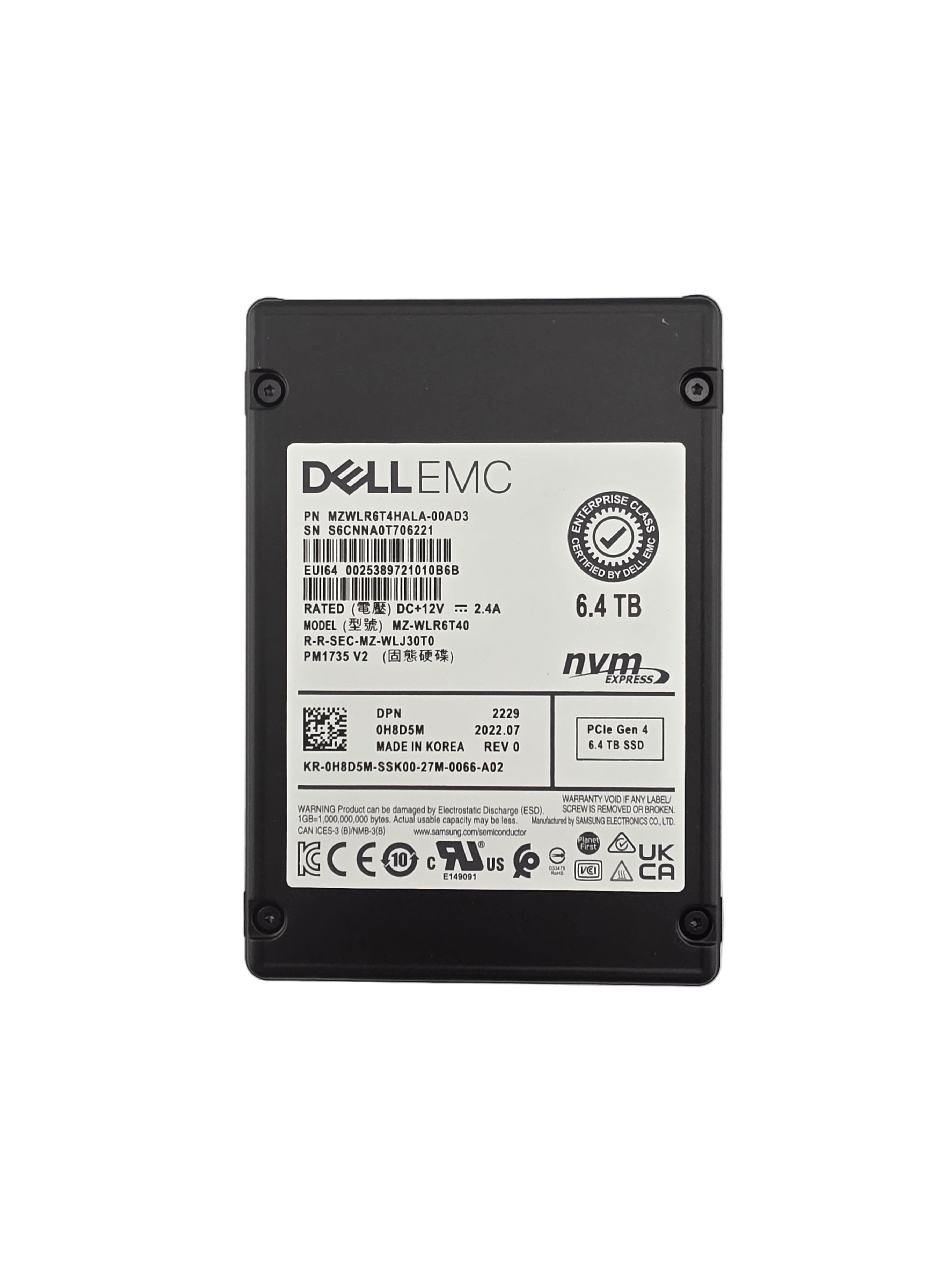 Dell SSD NVMe 2.5" 6.4TB TLC Mixed Use