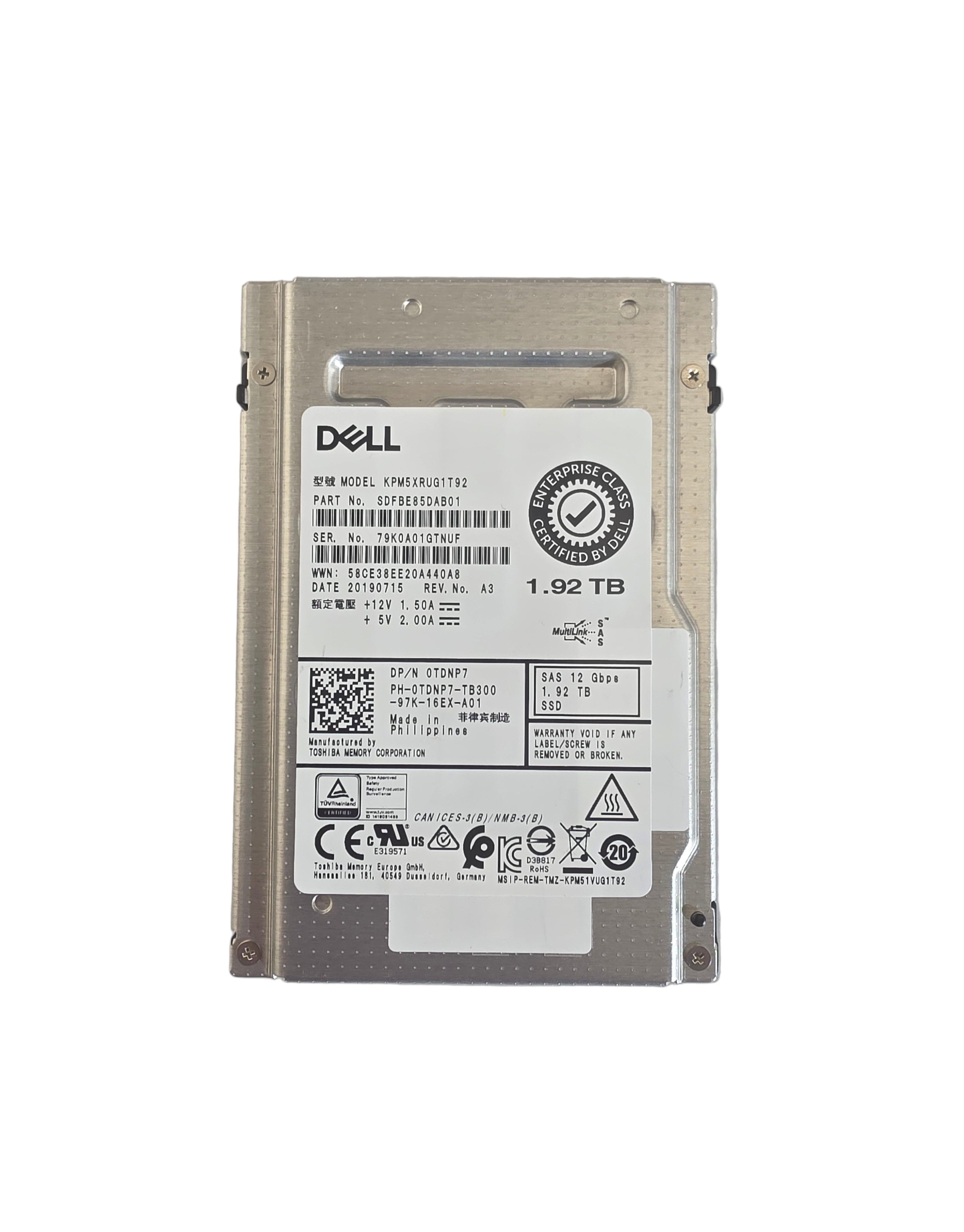 Dell SSD SAS 2.5" 1.92TB MLC Read Intensive 12GBPS