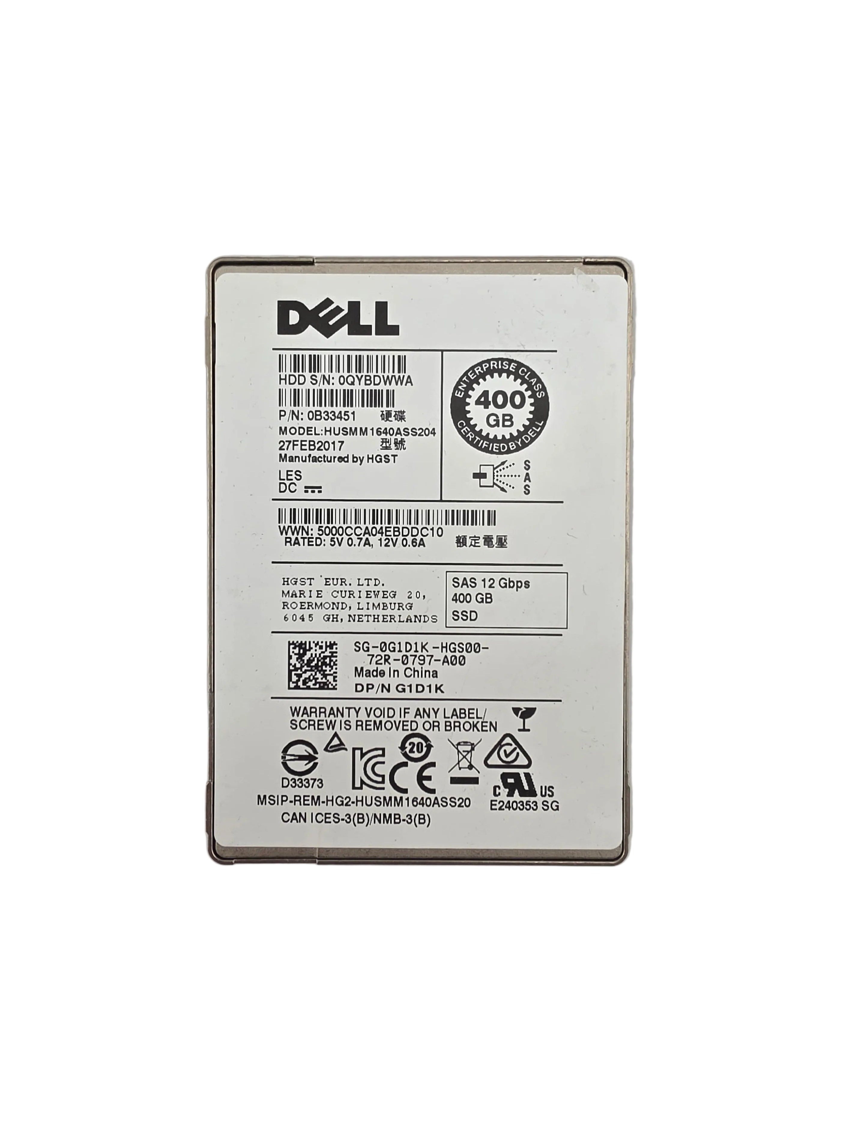Dell SSD SAS 2.5" 400GB MLC Write Intensive 12GBPS