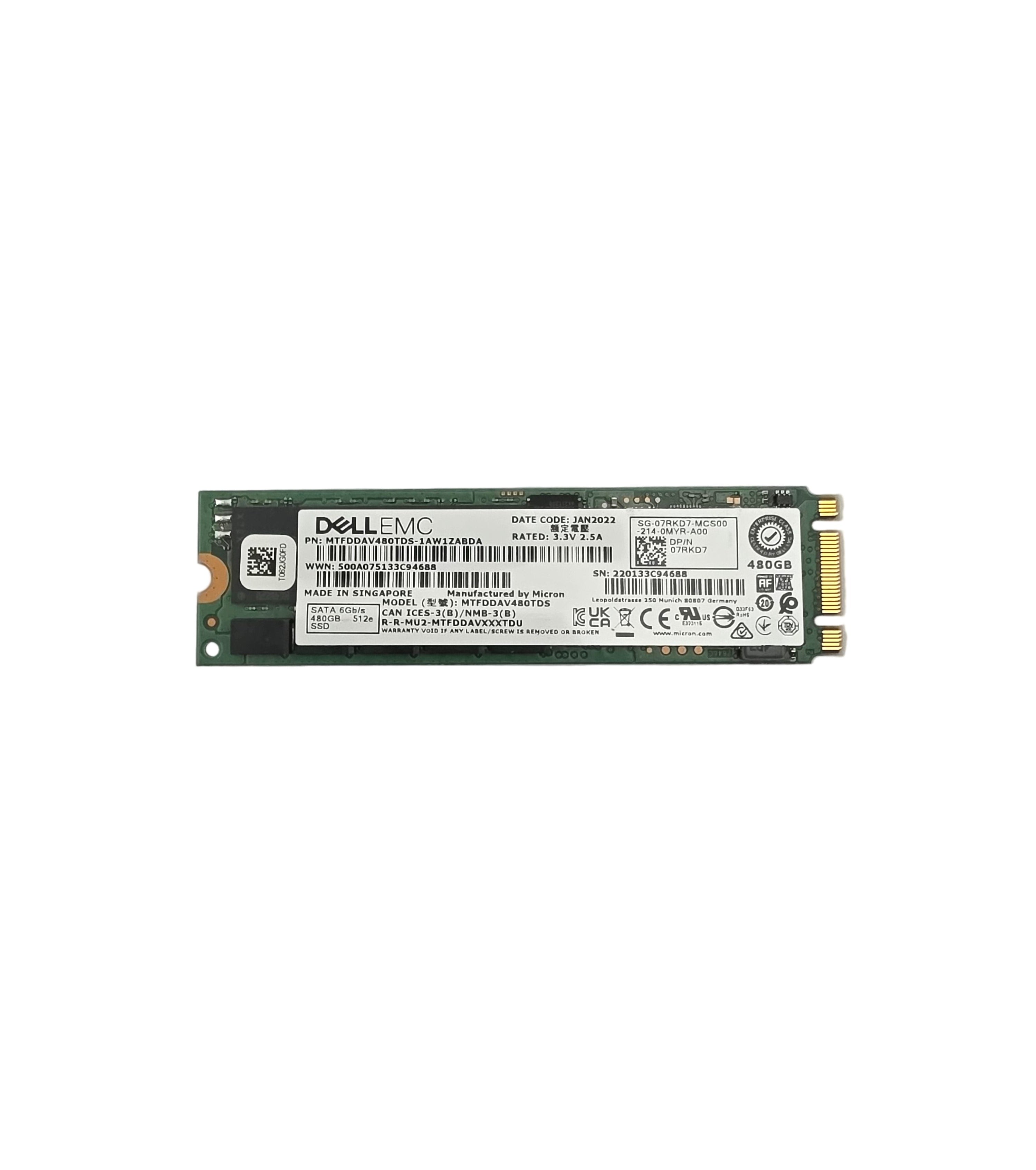 Dell SSD M.2 SATA3 480GB 80MM
