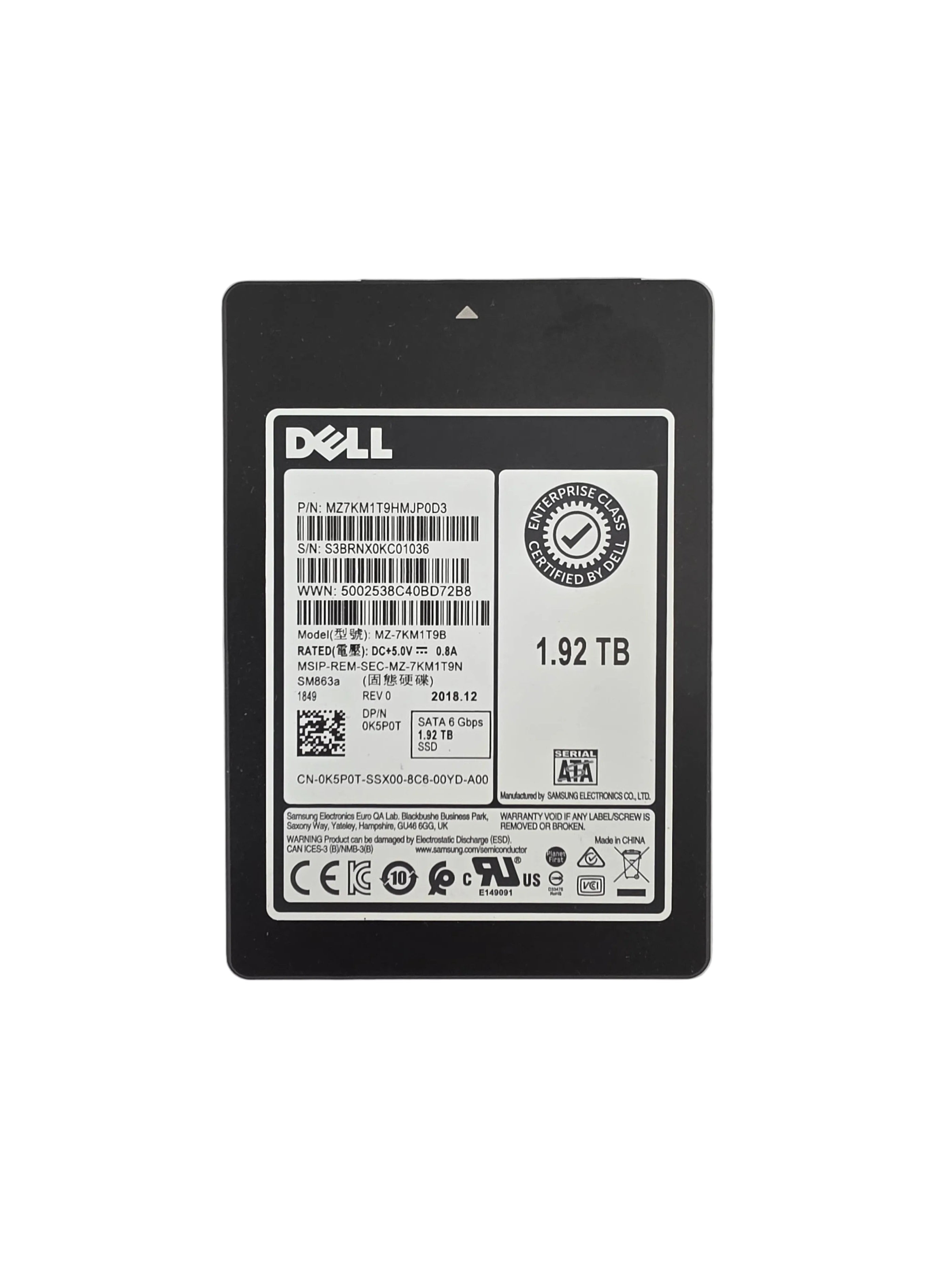 Dell SSD SATA3 2.5" 1.92TB MLC Mixed Use 6GBPS